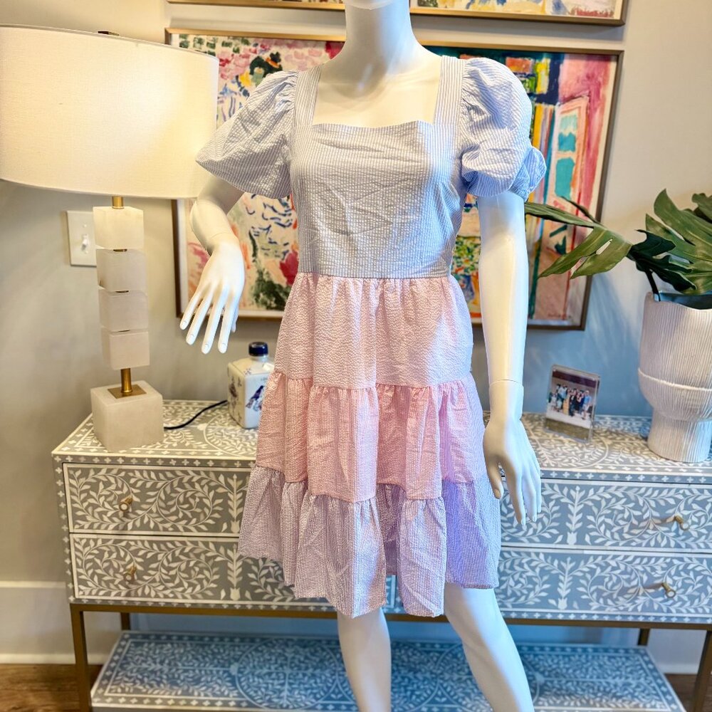 Seersucker Color-block Dress